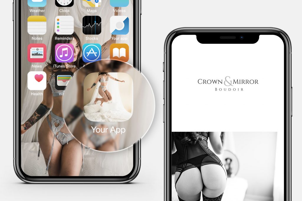 There are two iphones with an online boudoir gallery. 